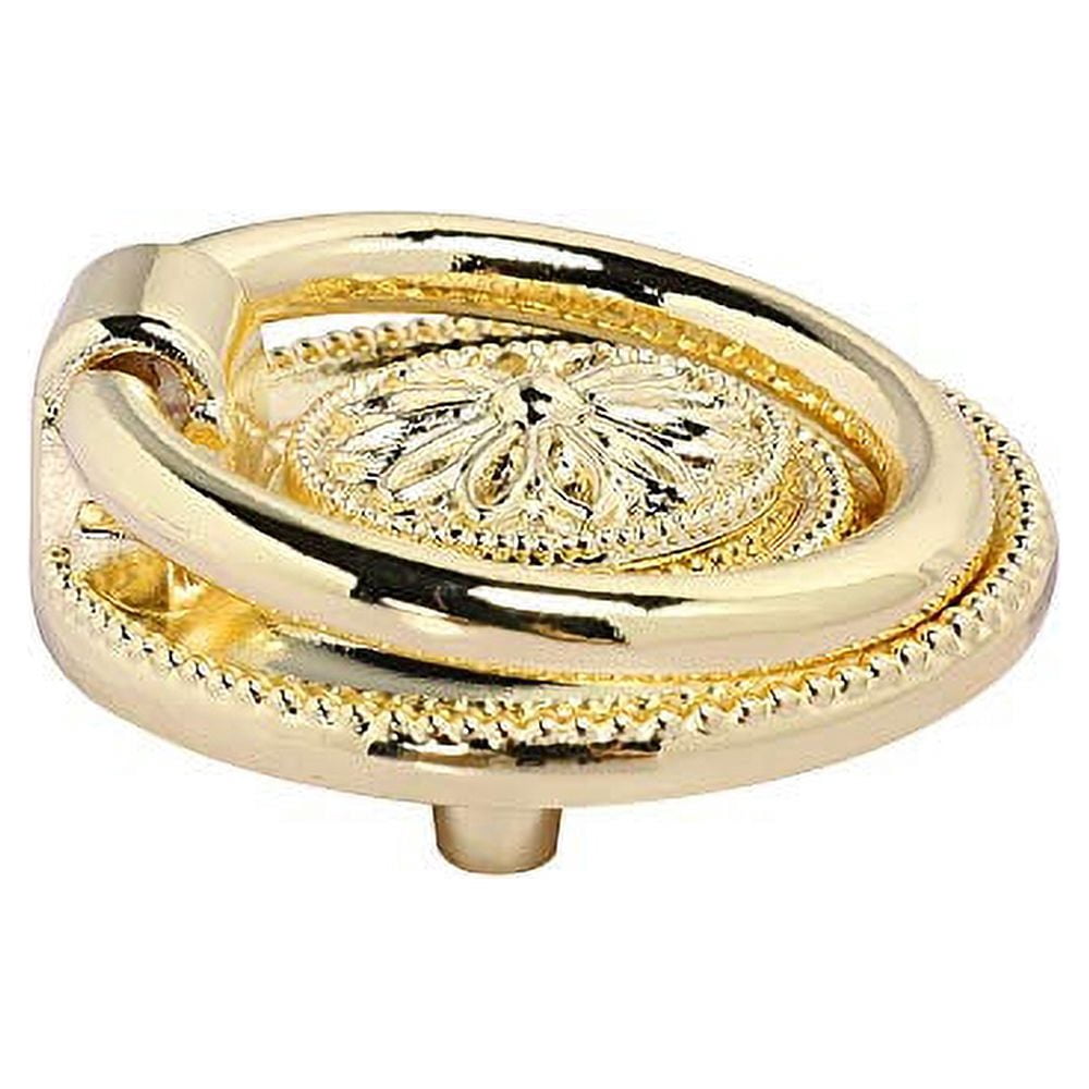 Utopia Alley 5pcs Medici Cabinet Ring Pull Knob - Decorative Cabinet Drop Pull Knobs for Cabinets and Drawers - Vintage Cabinet Hardware with Hand Finished Polished Gold - Pull Knobs 1 5/8"