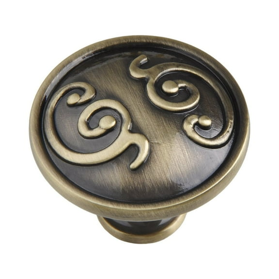 Utopia Alley 5pcs Roma Cabinet Ring Pull Knob - Decorative Cabinet Drop Pull Knobs for Cabinets and Drawers - Vintage Cabinet Hardware with Hand Finished Antique Brass - Metal Drawer Pull Knobs 1.3"