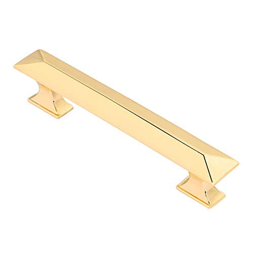 Utopia Alley 5pcs Tristan Pull Handle - Decorative Cabinet Drop Pull Handles- Vintage Cabinet Hardware with Hand Finished Polished Gold - Metal Drawer Pull Handle, 3.75" Center to Center