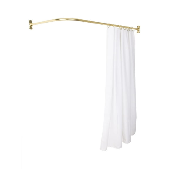 Utopia Alley Rustproof Wall Mounted Aluminum L-Shaped Corner Shower Curtain Rod, 68 inch Size by 28 inch, Gold