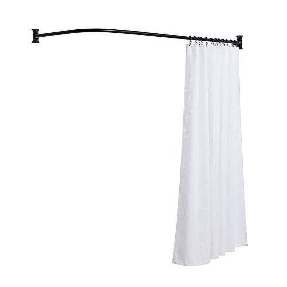 Black Aluminum L-Shaped Wall Mounted Shower Curtain Rod