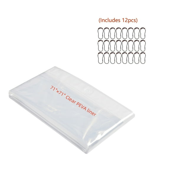 Utopia Alley 72x70inch 3G Clear PEVA Shower Liner - with Rust-Proof Stainless Steel Double Roller Ball Shower Hooks Oil Rubbed Bronze