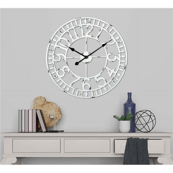 Utopia Alley CL39WW 24 in. dia. Manhattan Industrial Analog Wall Clock; White