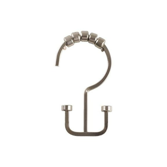 Utopia Alley  Deco Flat Double Roller Shower Curtain Hooks - Brushed Nickel