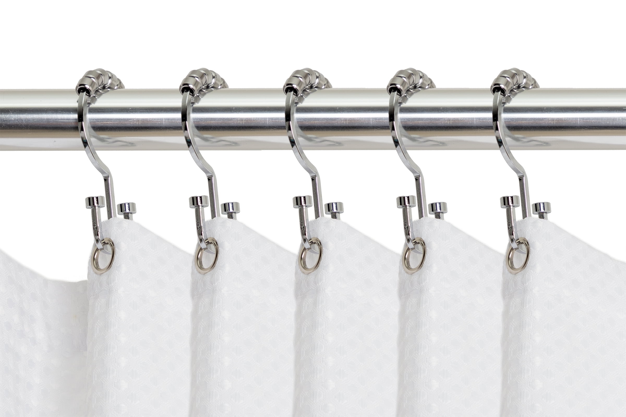 Ganci Per Tenda Doccia Cromati – Set Da 12 Pezzi In Lega Di Zinco Antiruggine, Anelli Decorativi Con Design A Perline, Facili Da Installare, Adatti Per Aste Standard - 2