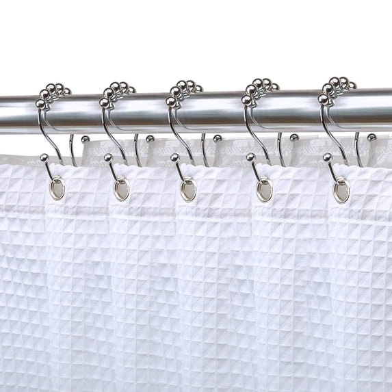 Utopia Alley Shower Hooks - Double Shower Curtain Rings for Bathroom - Rust Proof Shower Curtain Hooks for Shower Curtain or Liner - Set of 12, Polished Chrome