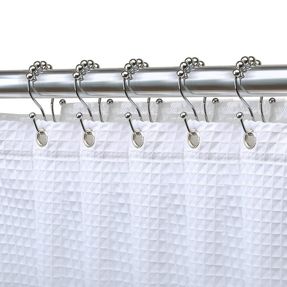 Utopia Alley Shower Hooks - Double Shower Curtain Rings for Bathroom - Rust Proof Shower Curtain Hooks for Shower Curtain or Liner - Set of 12, Polished Chrome