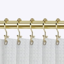 Utopia Alley Shower Hooks - Double Shower Curtain Rings for Bathroom - Rust Resistant Shower Curtain Hooks for Shower Curtain or Liner - Flat Double Shower Curtain Hooks - Set of 12, Gold