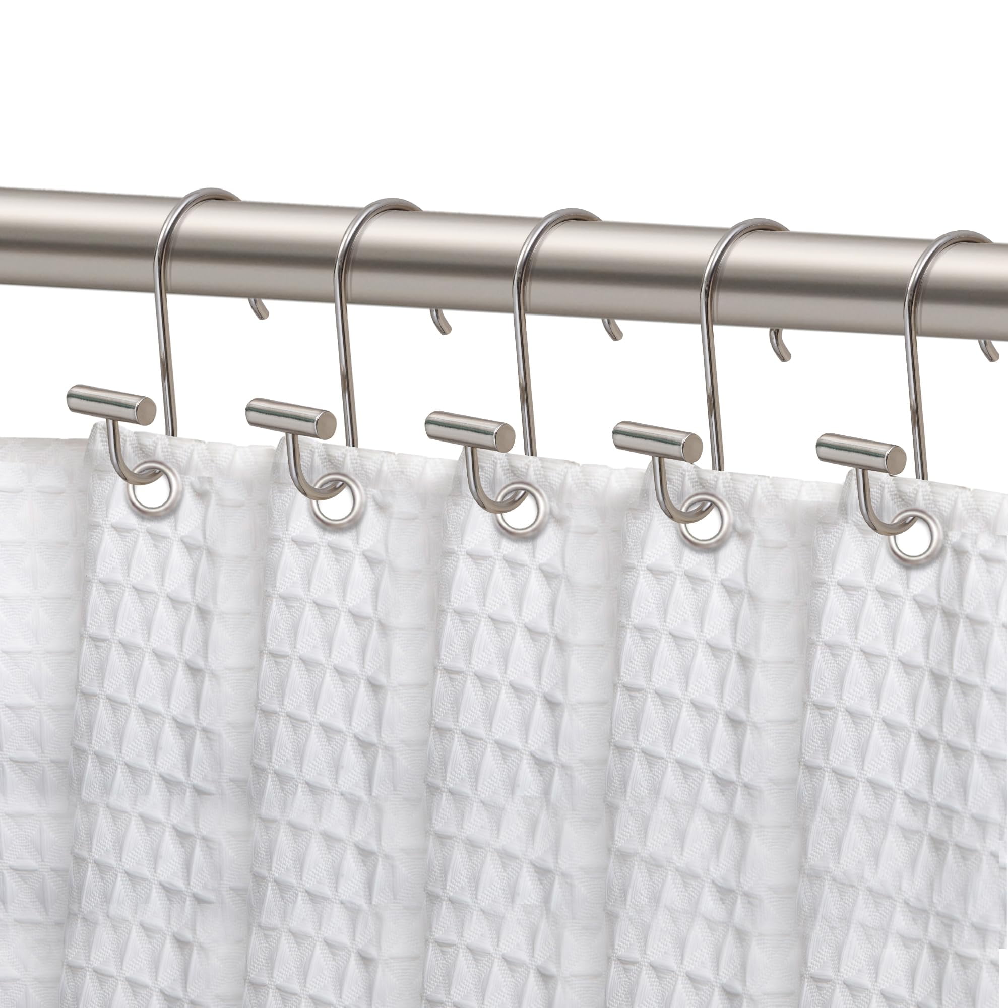 Utopia Alley HK25BN Rust Resistant Shower Curtain Hooks Rings for Bathroom, Brushed Nickel - Set of 12