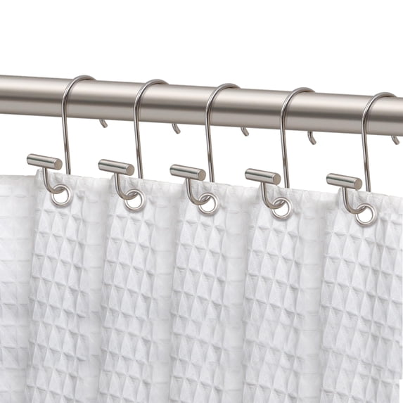 Utopia Alley HK25BN Rust Resistant Shower Curtain Hooks Rings for Bathroom, Brushed Nickel - Set of 12