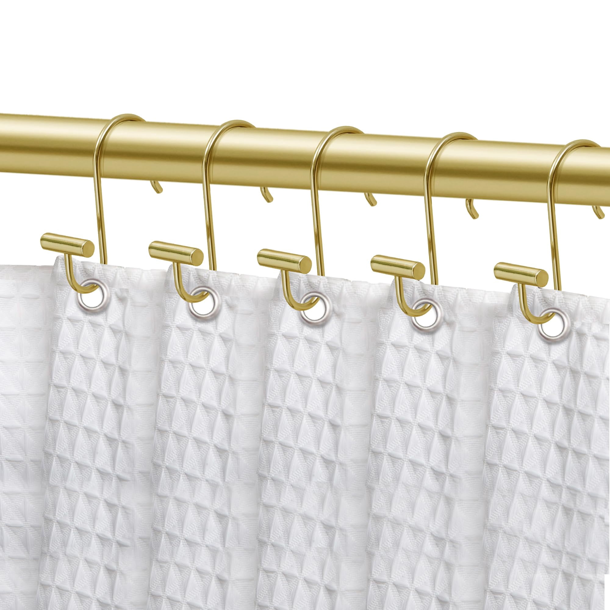 Utopia Alley HK25GD Rust Resistant Shower Curtain Hooks Rings for Bathroom, Gold - Set of 12