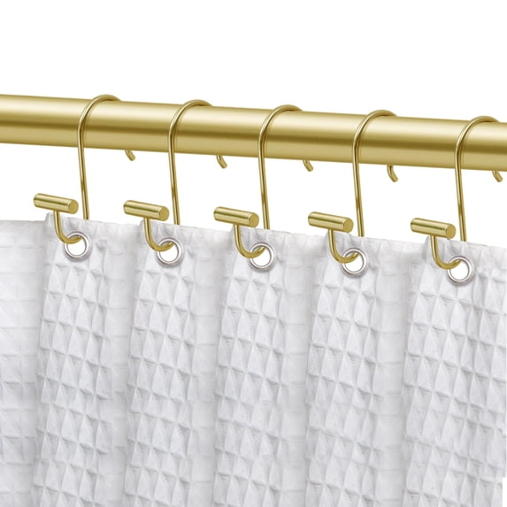Utopia Alley HK25GD Rust Resistant Shower Curtain Hooks Rings for Bathroom, Gold - Set of 12