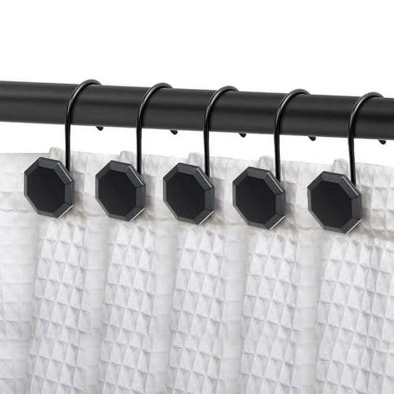 Utopia Alley HK27BK Rust Proof Zinc Shower Curtain Hooks Rings, Matte Black - Set of 12