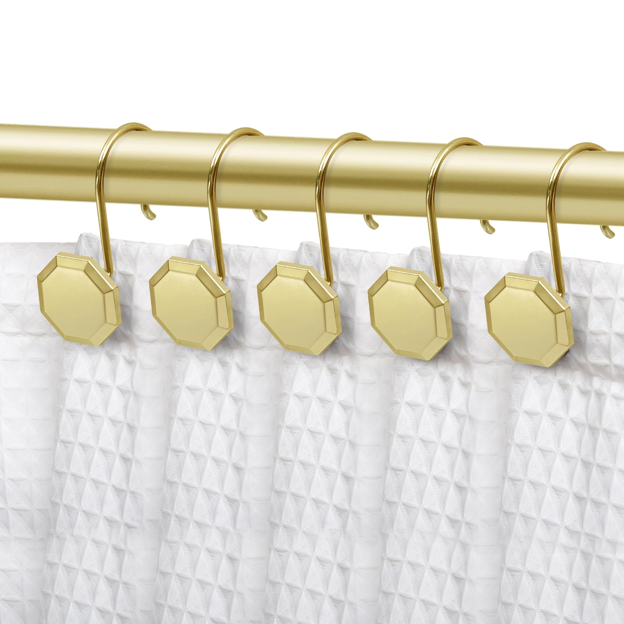 Utopia Alley HK27GD Rust Proof Zinc Shower Curtain Hooks Rings, Gold - Set of 12