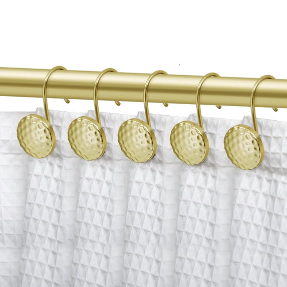 Utopia Alley HK28GD Rust Resistant Shower Curtain Hooks Rings for Bathroom, Gold - Set of 12