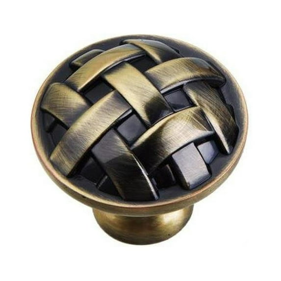 Utopia Alley HW328PLAB021 Basket Weave Cabinet Knob, 1.2" Diameter, Antique Brass