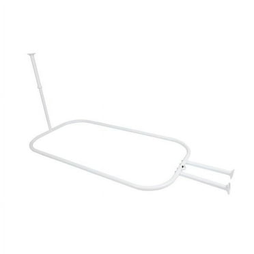 Utopia Alley Hoop Shower Rod | Shower Curtain Rod for Clawfoot Tub, Adjustable Ceiling Mounted Support, Stylish Bathroom Decor, White Color (58.3"L x 24"W)