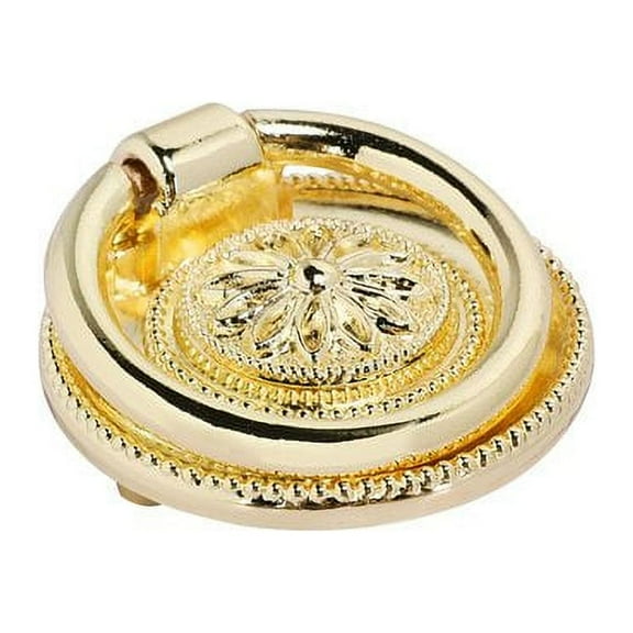 Utopia Alley Medici Cabinet Ring Pull Knob - Decorative Cabinet Drop Pull Knobs for Cabinets and Drawers - Vintage Cabinet Hardware with Hand Finished Polished Gold - Metal Drawer Pull Knobs 1 5/8"