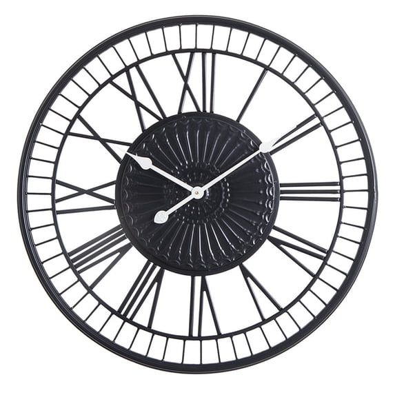 Utopia Alley Oversized Roman Round Wall Clock, 28" Diameter, Matte Black finish