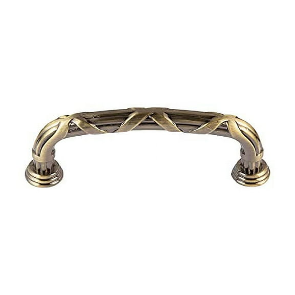 Utopia Alley Riga Pull Handle - Decorative Cabinet Drop Pull Handles- Vintage Cabinet Hardware with Hand Finished Antique Brass - Metal Drawer Pull Handle, 3.75" Center to Center