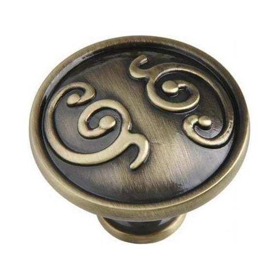 Utopia Alley Roma Cabinet Ring Pull Knob - Decorative Cabinet Drop Pull Knobs for Cabinets and Drawers - Vintage Cabinet Hardware with Hand Finished Antique Brass - Metal Drawer Pull Knobs 1.3"