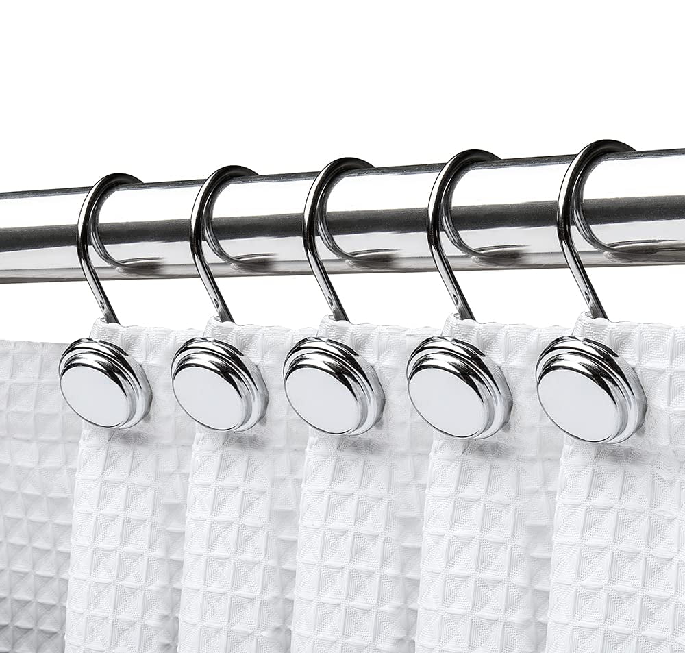 Chrome Heavy-Duty Rust Resistant Shower Curtain Hooks Set of 12