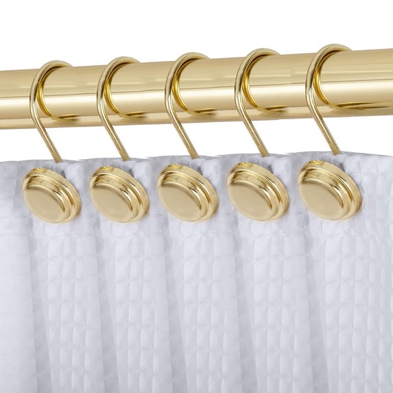 Utopia Alley Rust Resistant Metal Shower Curtain Rings for Bathroom, Set of 12 Gold
