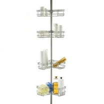 Utopia Alley Rust-Resistant Shower Tension Pole Caddy, 4 Shelves, Satin Nickel