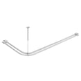 thumbnail image 1 of Utopia Alley Rustproof Wall Mounted Aluminum Double L Shaped Shower Curtain Rod 72" L x 31.7" W, with 24 Shower Hooks included & Ceiling Support ,Wall Mounted, Chrome, 1 of 11