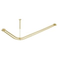 thumbnail image 1 of Utopia Alley Rustproof Wall Mounted Aluminum Double L Shaped Shower Curtain Rod 72" L x 31.7" W, with 24 Shower Hooks included & Ceiling Support ,Wall Mounted, Gold, 1 of 11