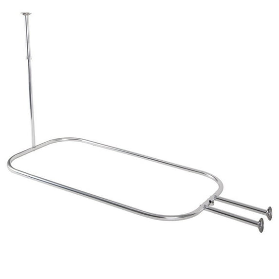 Utopia Alley Rustproof Wall Mounted Aluminum Hoop Shower Rod With Ceiling Support for Clawfoot Tub, 54 Inch Extra Large Size by 26 Inch, Chrome