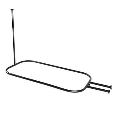 Utopia Alley Hoop Shower Rod | Shower Curtain Rod for Clawfoot Tub, Ceiling Mounted with Adjustable Support, Stylish & Comfortable Bathroom Decor (58.3" L x 24" W) - Black