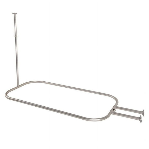 Utopia Alley Rustproof Wall Mounted Aluminum Hoop Shower Rod With Ceiling Support for Clawfoot Tub, 54 Inch Extra Large Size by 26 Inch, Satin Nickel
