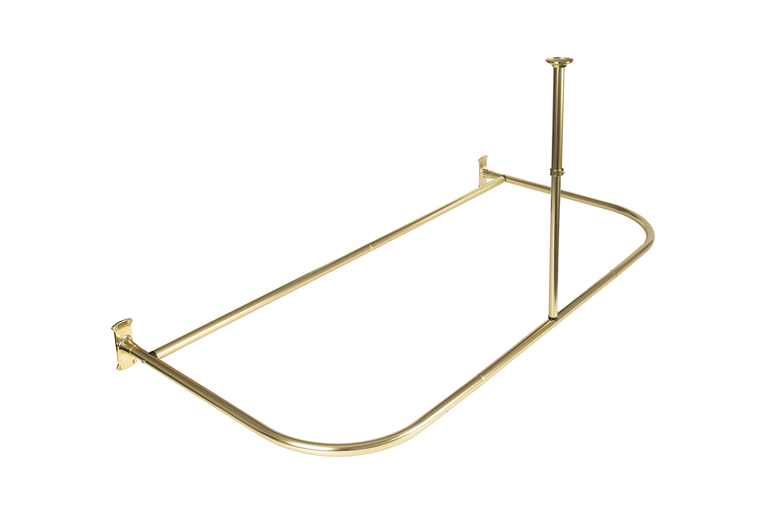 Gold Polished Aluminum D-Shaped Ceiling Mounted Shower Curtain Rod