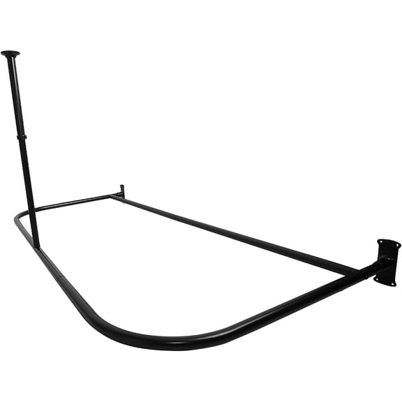Utopia Alley Rustproof Wall Mounted Aluminum D-shape Shower Rod With Ceiling Support for Freestanding Tubs, 60 Inch Large Size by 25 Inch, Matte Black