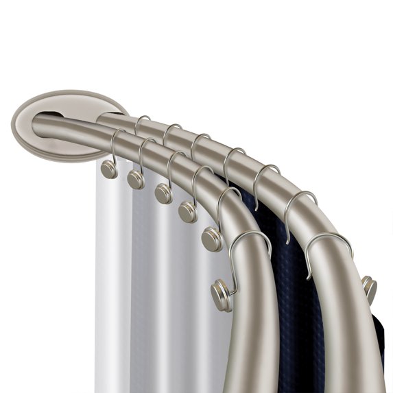 Utopia Alley Rustproof Wall Mounted Aluminum Double Curved Shower Curtain Rod, Screw Mount Rod, Stronger and More Secure Than Tension, Adjustable Shower Rod from 45" to 72", Expandable (Nickel)