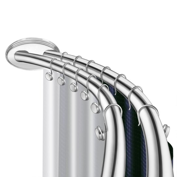Utopia Alley Rustproof Wall Mounted Aluminum Double Curved Shower Curtain Rod, Screw Mount Rod, Secure Than Tension, Adjustable Shower Rod from 45" to 72", Includes shower liner & hooks (Chrome)