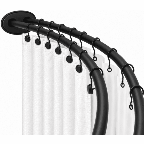 Utopia Alley Signature Aluminum Series Double Curved Shower Curtain Rod, Adjustable 45-72 Inch, Rustproof Aluminum, Dual Rod Design, Separates Curtain & Liner, Adds 8 Inches More Space, Matte Black