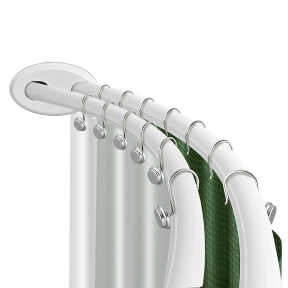 Utopia Alley Rustproof Wall Mounted Aluminum Double Curved Shower Curtain Rod, Screw Mount Rod, Stronger and More Secure Than Tension, Adjustable Double Shower Rod from 45" to 72", Expandable (White)