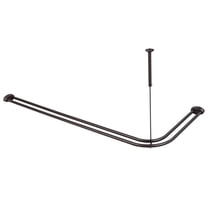 Utopia Alley Rustproof Wall Mounted Aluminum Double L Shaped Shower Curtain Rod 72" L x 31.7" W, with 24 Shower Hooks included & Ceiling Support , Wall Mounted, Oil Rubbed Bronze