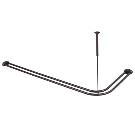 Utopia Alley Rustproof Wall Mounted Aluminum Double L Shaped Shower Curtain Rod 72" L x 31.7" W, with 24 Shower Hooks included & Ceiling Support , Wall Mounted, Oil Rubbed Bronze