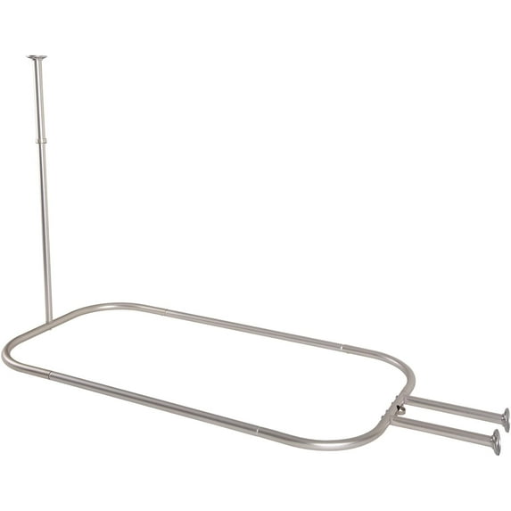 Utopia Alley Rustproof Wall Mounted Aluminum Hoop Shower Rod | Ceiling Support for Clawfoot Tub, 54 Inch Extra Large Size by 26 Inch, Stylish & Comfortable Bathroom Decor, Satin Nickel(64"L x 26"W)