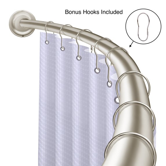 Utopia Alley Rustproof Wall Mounted Curved Shower Rod, Aluminum, 44" to 72" Wide, Brushed Nickel
