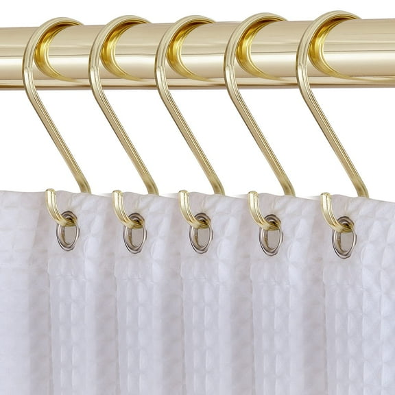 Utopia Alley Rustproof Zinc Shower Curtain Hooks Rings, Set of 12 Gold