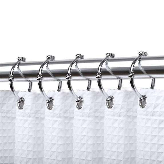 Utopia Alley Shower Hooks - Shower Curtain Rings for Bathroom - Rust Proof Shower Curtain Hooks for Shower Curtain or Liner - Set of 12, Polished Chrome