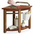 thumbnail image 1 of Utopia Alley 19'' Teak Shower Bench with Handle, Corner Shower Stool for Shaving Legs, Shower Bench Stool for Inside Shower, Waterproof Teak Wood Shower Seat for Bathroom, Indoor or Outdoor Use, 1 of 12