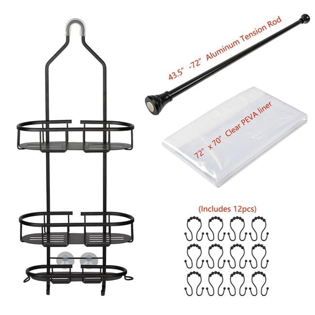 Utopia Alley SHCF14BK Rustproof Aluminum Shower Caddy for Shower Heads, Matte Black Finish