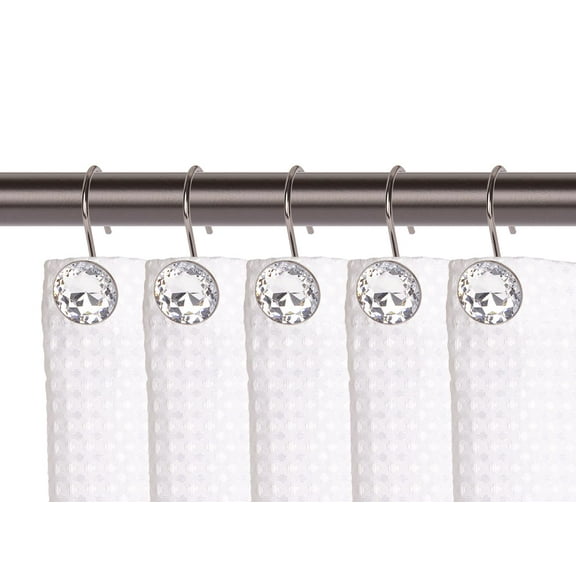 Utopia Alley  Shower Curtain Hooks for Bathroom, Rust Resistant Shower Curtain Hooks Rings,  Crystal Design, Set of 12 Oil Rubbed Bronze