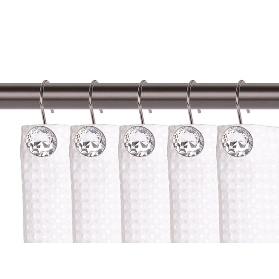 Utopia Alley Shower Curtain Hooks for Bathroom, Rust Resistant Shower Curtain Hooks Rings, Crystal Design, Set of 12 Oil Rubbed Bronze