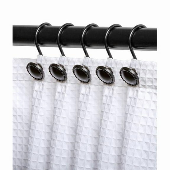 Utopia Alley  Shower Curtain Rings Hooks - Set of 12 Matt Black 2.3 x 2.3 in.